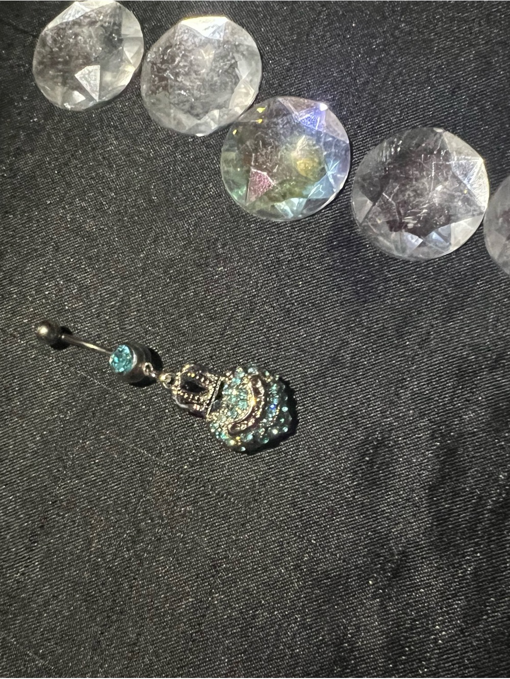 1 Piece Sparkling Fashion Jewelry Teal Belly Button Ring with Crystal Dangle